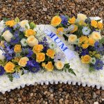 ####Pillow with a full mixed posy and personalised ribbon   15