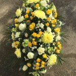 #### Luxury Yellow casket spray  (other colours available) with seasonal flowers and foliage
  4ft £225   large 5ft £325