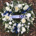####Bespoke football wreath, any team. with printed ribbon. please supply badge  14