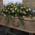 ###Luxury full casket spray with mixed flowers and hanging foliage 
All colours  5ft £300