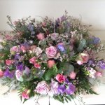 #### Large luxury mixed loose Casket Wreath  with mixed roses, lisianthus and other country flowers          
 18