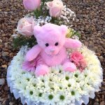 #### 12” posy with teddy £75
Also in blue or white