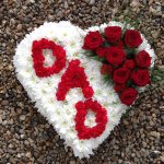 #### Based heart with rose posy (printed ribbon, letters on request) 15
