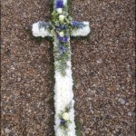 #### large based casket cross 4ft £100, 5ft £125, any colour posies