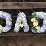 #### DAD hydrangea with rose posy £150 in light blue also MUM in pink (other colours available)